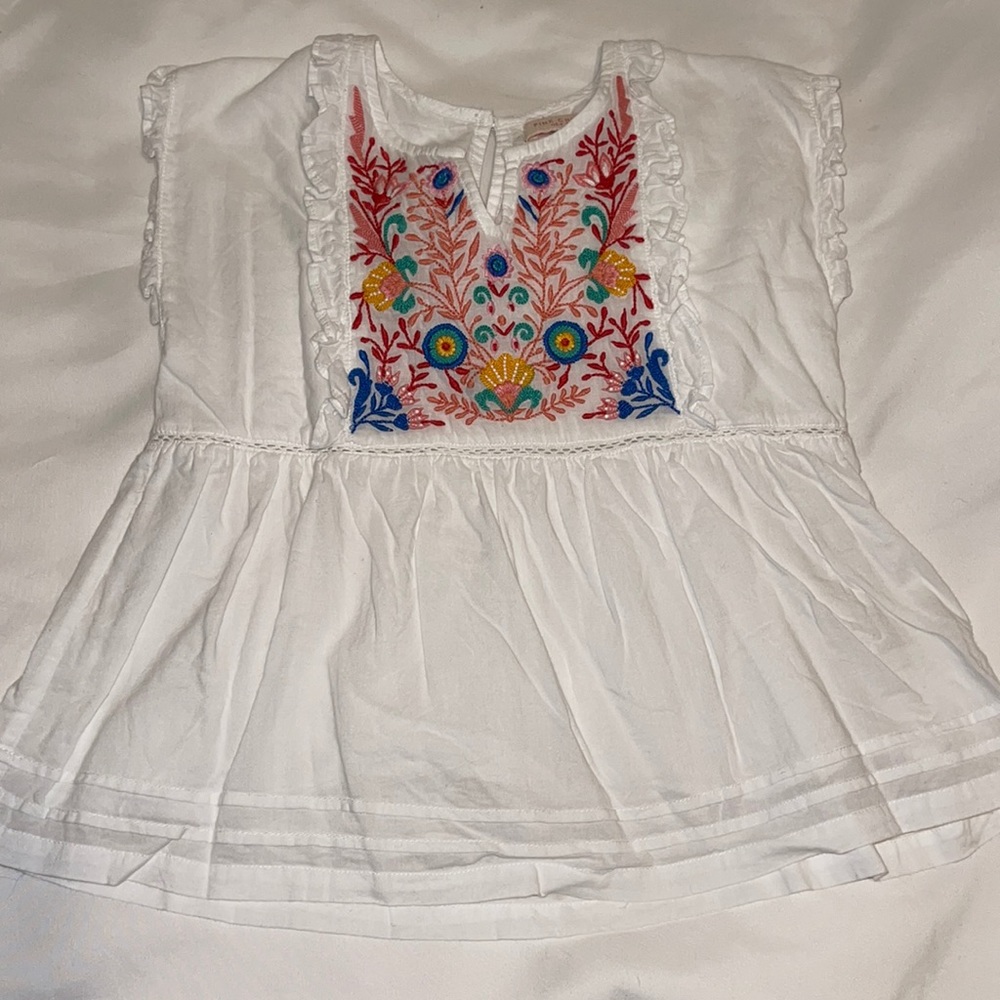 Pink Chicken white embroidered top size 7.